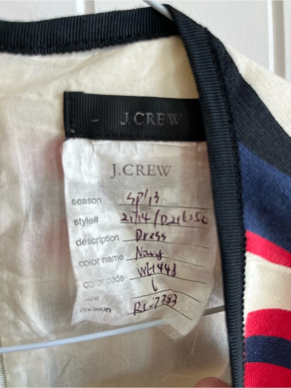J. Crew Sleeveless Striped Mini Dress in Cream, Navy & Red - Picture 3 of 3